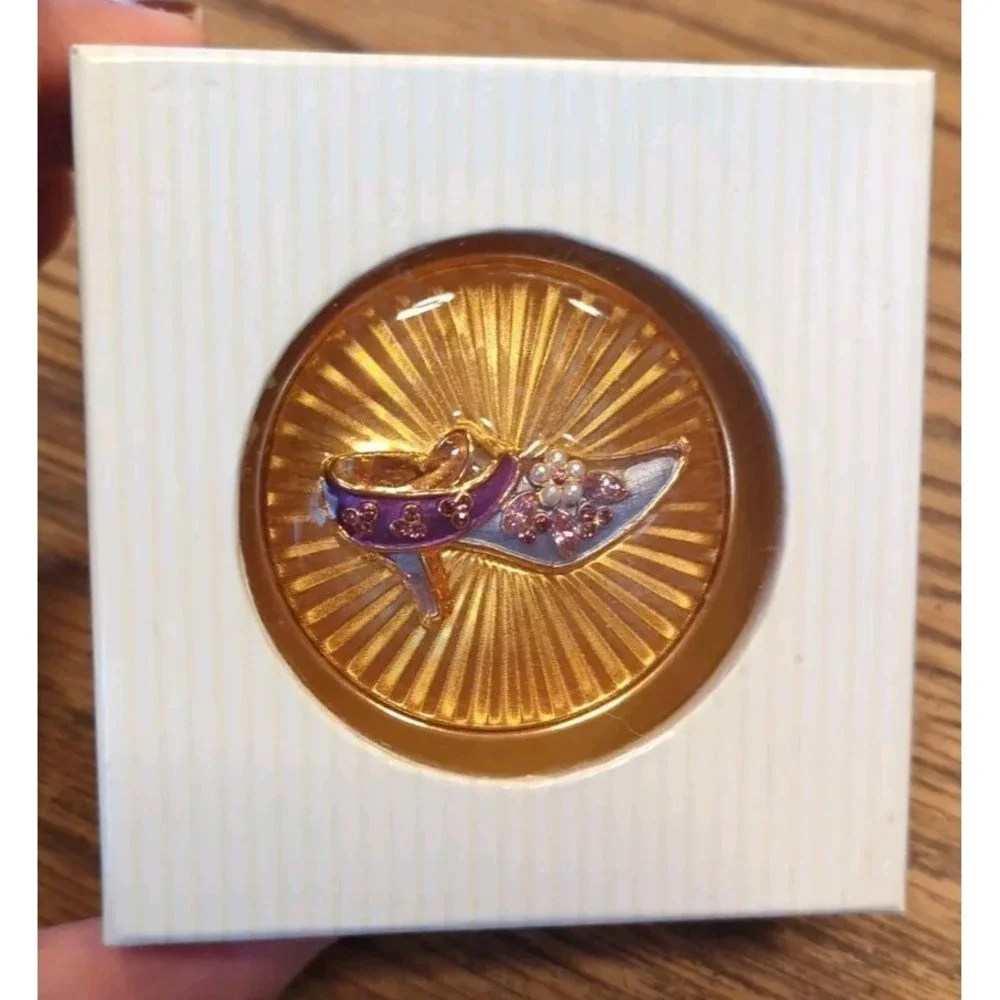 Roman Inc. USA Fancy Women's Victorian Shoe Gold Plate Mirror‎ Compact
